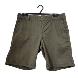 Dockers Size 10 Dark Olive Green Bermuda Length Chino Shorts, Gently Used
